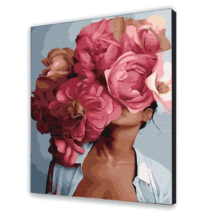 Картина по номерам Девушка с цветами с красками и кистями 40х50 см Multicolor (123464135)