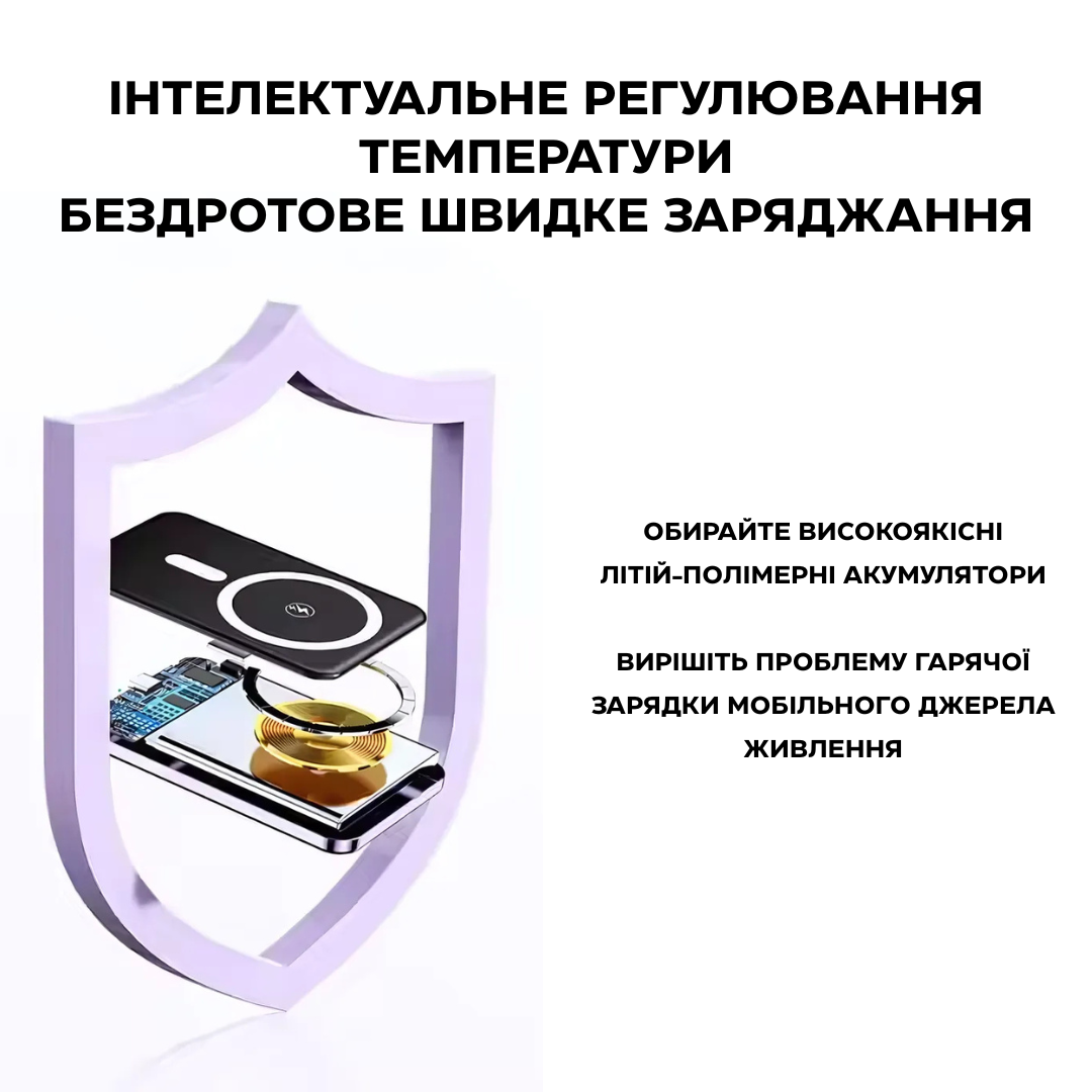 Повербанк магнітний ультратонкий з бездротовою зарядкою 10000 мАг 20 Вт Black (Powerbank_1_Black) - фото 5 Повербанк магнітний ультратонкий з бездротовою зарядкою 10000 мАг 20 Вт Black (Powerbank_1_Black) - фото 5