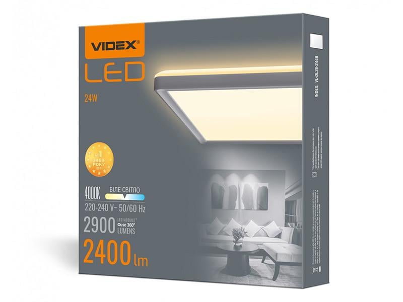 Светильник LED накладной Videx DL3S с декоративной подсветкой 24W 4000K квадратный Белый (9529)