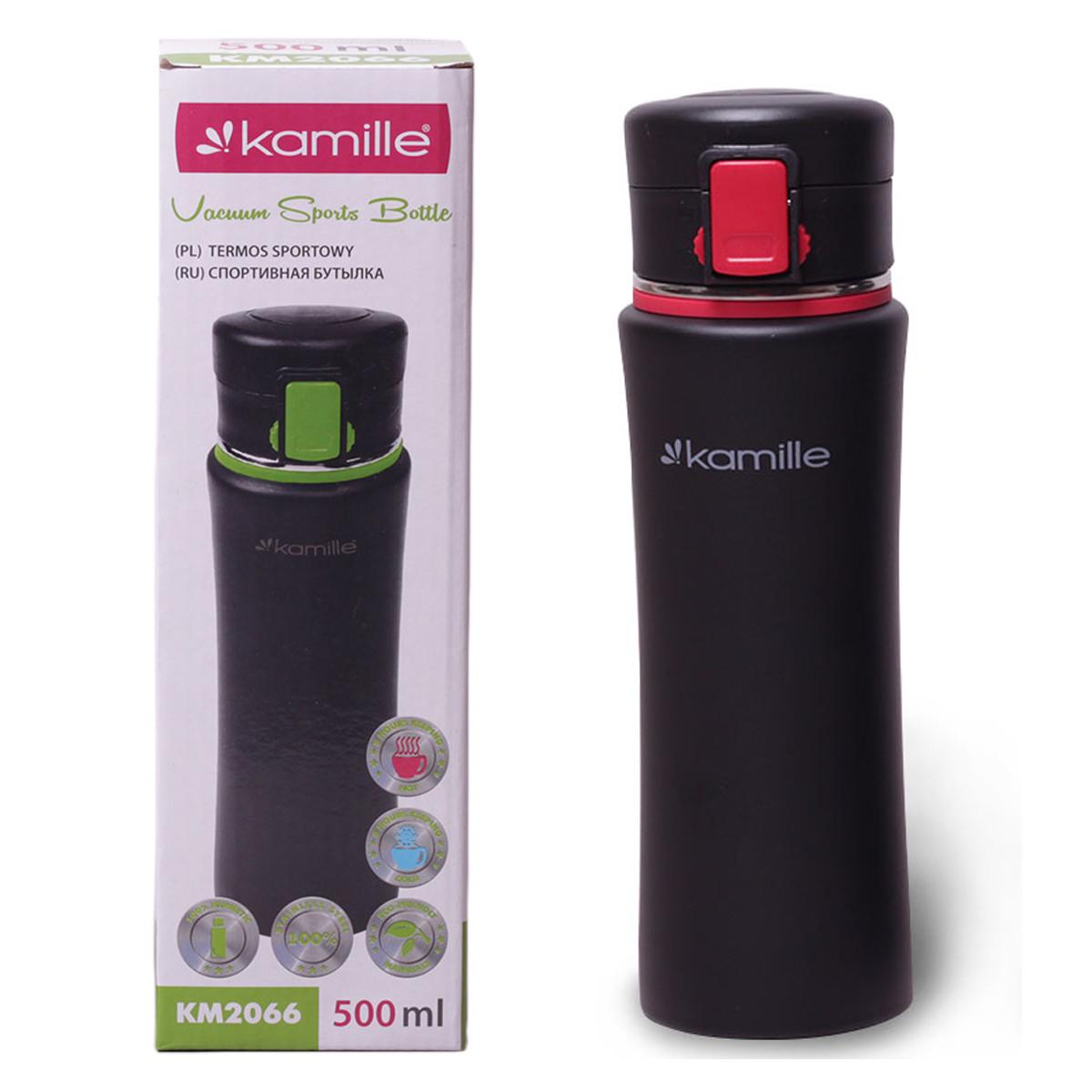 Пляшка спортивна Kamille KM-2066 з нержавіючої сталі 500 мл Червоний (29-84- 2066KR)