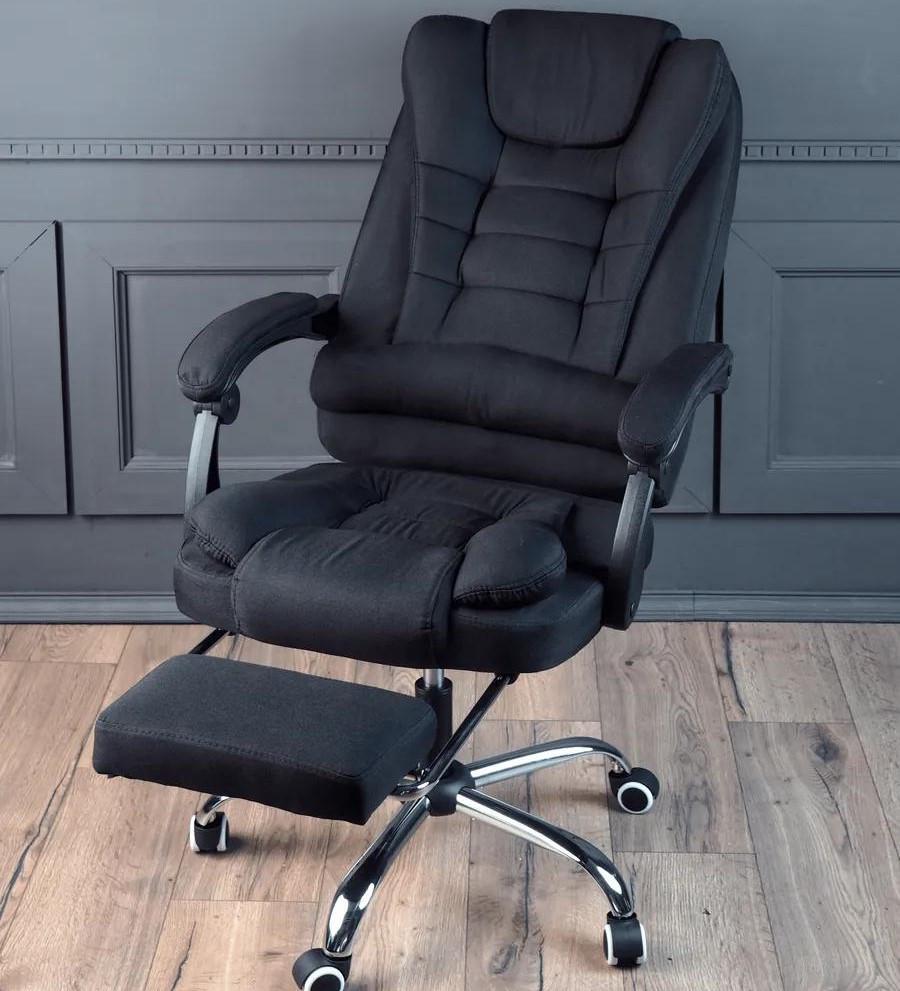 Офисное кресло с массажной подушкой и подставкой для ног BOSS KO22 Premium из ткани до 130 кг. Черный (17398) - фото 2 Офисное кресло с массажной подушкой и подставкой для ног BOSS KO22 Premium из ткани до 130 кг. Черный (17398) - фото 2