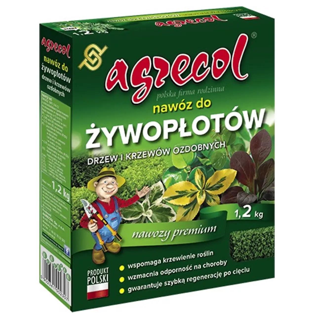 Добриво Agrecol для живоплотів декоративних дерев та кущів 9-8-12 1,2 кг