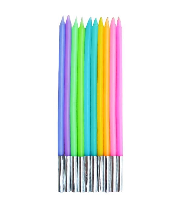 Свечи для торта Multicolored набор 10 шт. 145 см Ассорти
