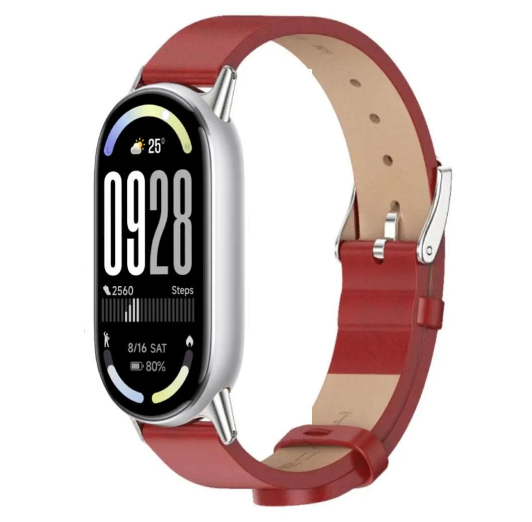 Ремешок кожаный Mijobs для фитнес-браслета Xiaomi Smart Band 10 Red&Silver (2670355760) - фото 2 Ремешок кожаный Mijobs для фитнес-браслета Xiaomi Smart Band 10 Red&Silver (2670355760) - фото 2