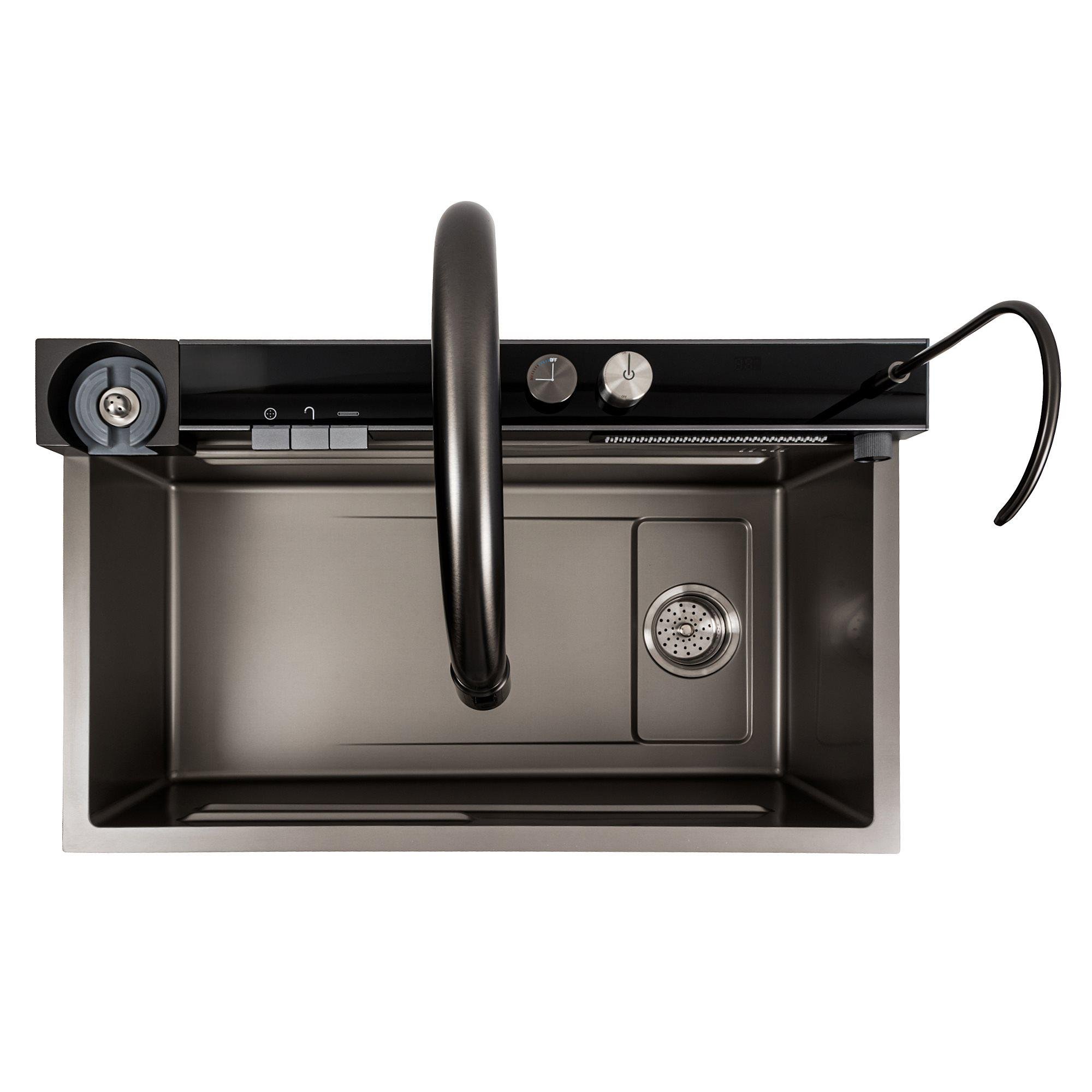 Мийка кухонна Platinum Handmade Водоспад 75x46D PVD Сірий (000041260) - фото 3 Мийка кухонна Platinum Handmade Водоспад 75x46D PVD Сірий (000041260) - фото 3