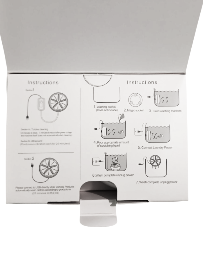 Машина стиральная UltraSonic Turbine Wash портативная ультразвуковая USB Белый - фото 13 Машина стиральная UltraSonic Turbine Wash портативная ультразвуковая USB Белый - фото 13