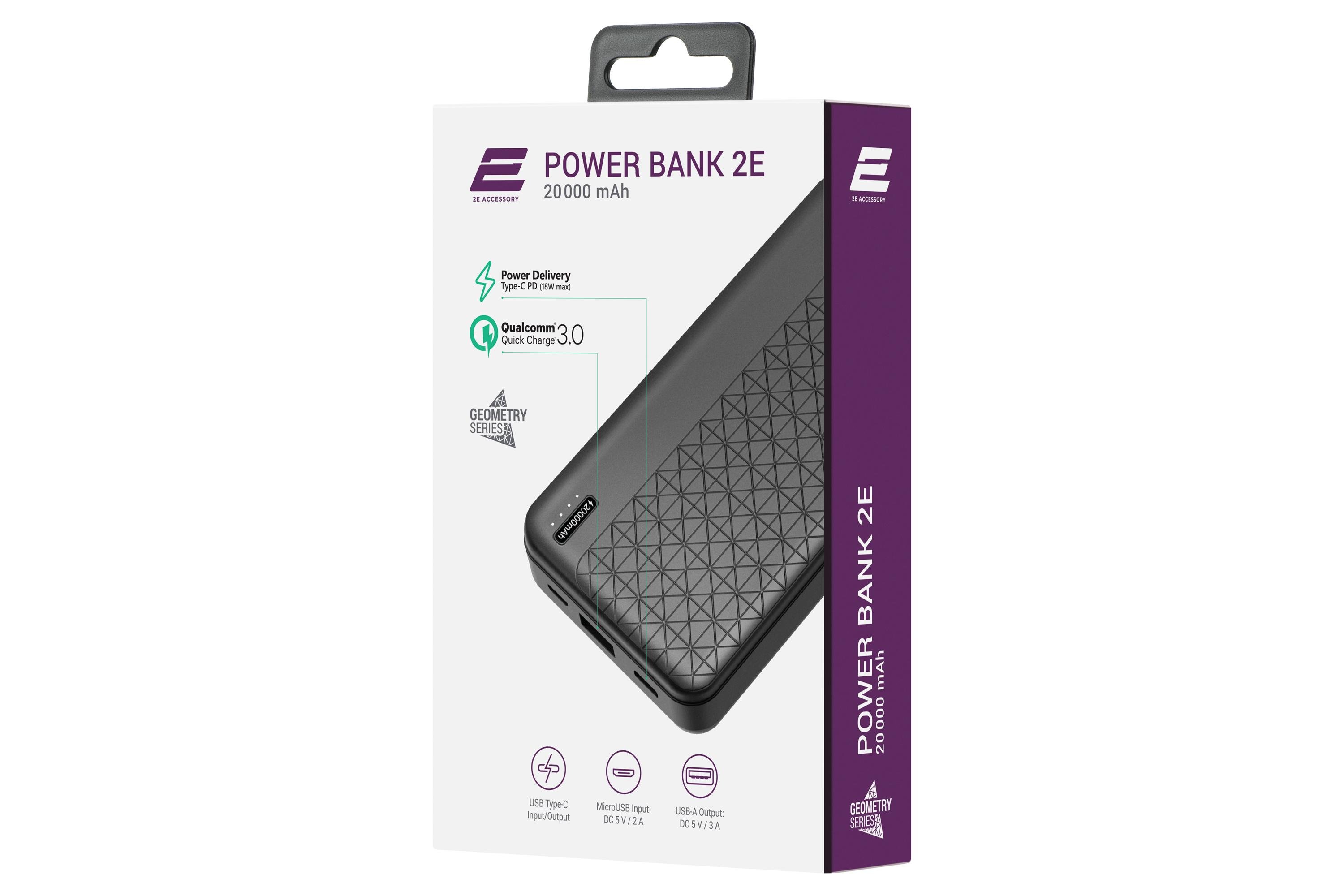 Портативное зарядное устройство 2E 20000 mAh Geometry PD/QC18W Черный (2E-PB2072PD-BLACK) - фото 6