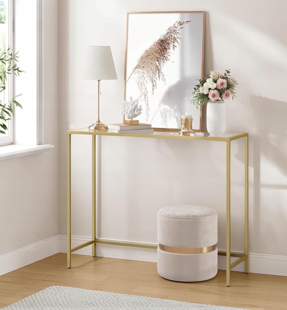 Столик консольный для гостиной Vasagle Glamour 100x80x35 см Gold (LGT26G) - фото 5 Столик консольный для гостиной Vasagle Glamour 100x80x35 см Gold (LGT26G) - фото 5