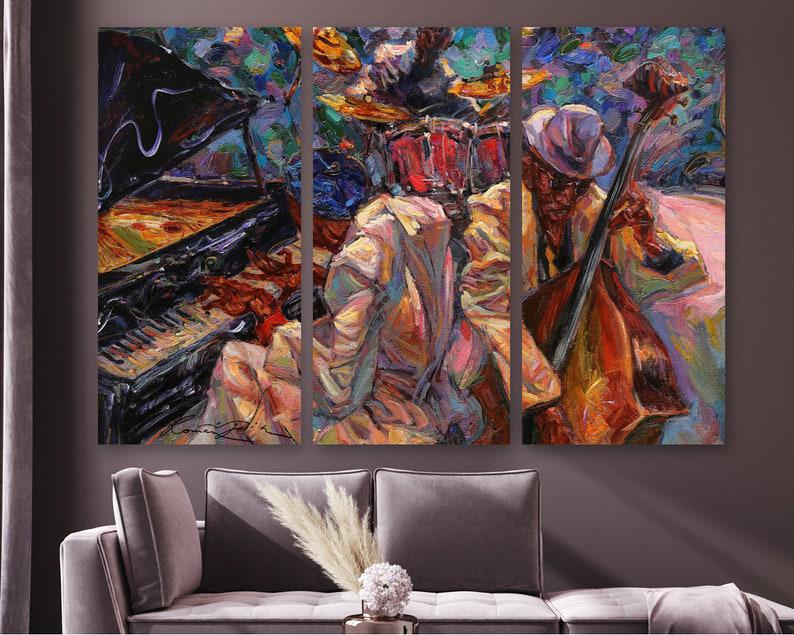 Модульная картина на холсте из трех частей KIL Art Музыканты 128x81 см (M3_L_258)