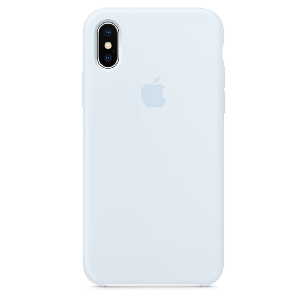 Силиконовый Чехол Накладка Silicone Case для iPhone X/XS Закрытый низ Mist Blue