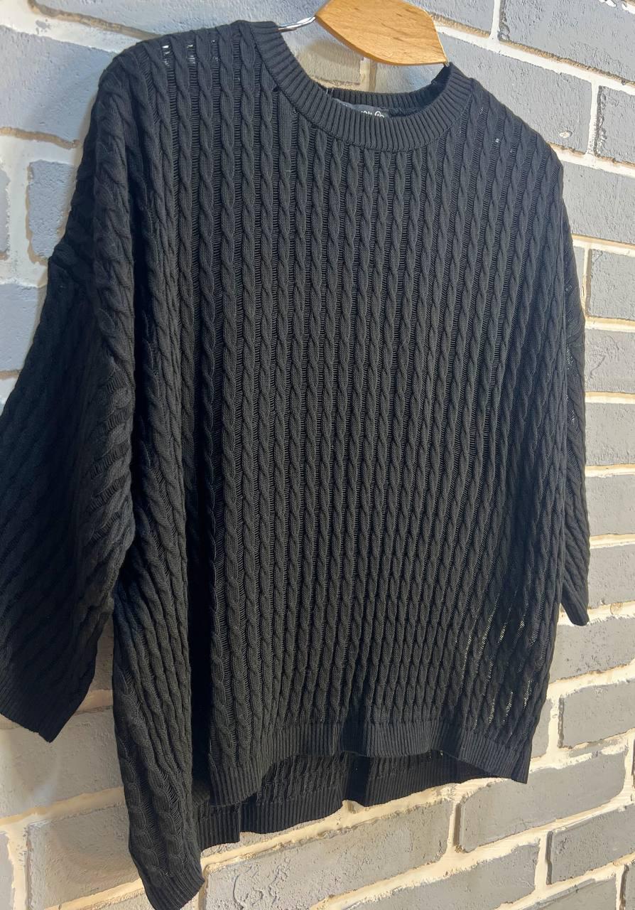 Джемпер жіночий KARON 10646 напівпрозорий реглан ажурна вʼязка косичка короткий рукав OS Чорний (1249) - фото 5 Джемпер жіночий KARON 10646 напівпрозорий реглан ажурна вʼязка косичка короткий рукав OS Чорний (1249) - фото 5