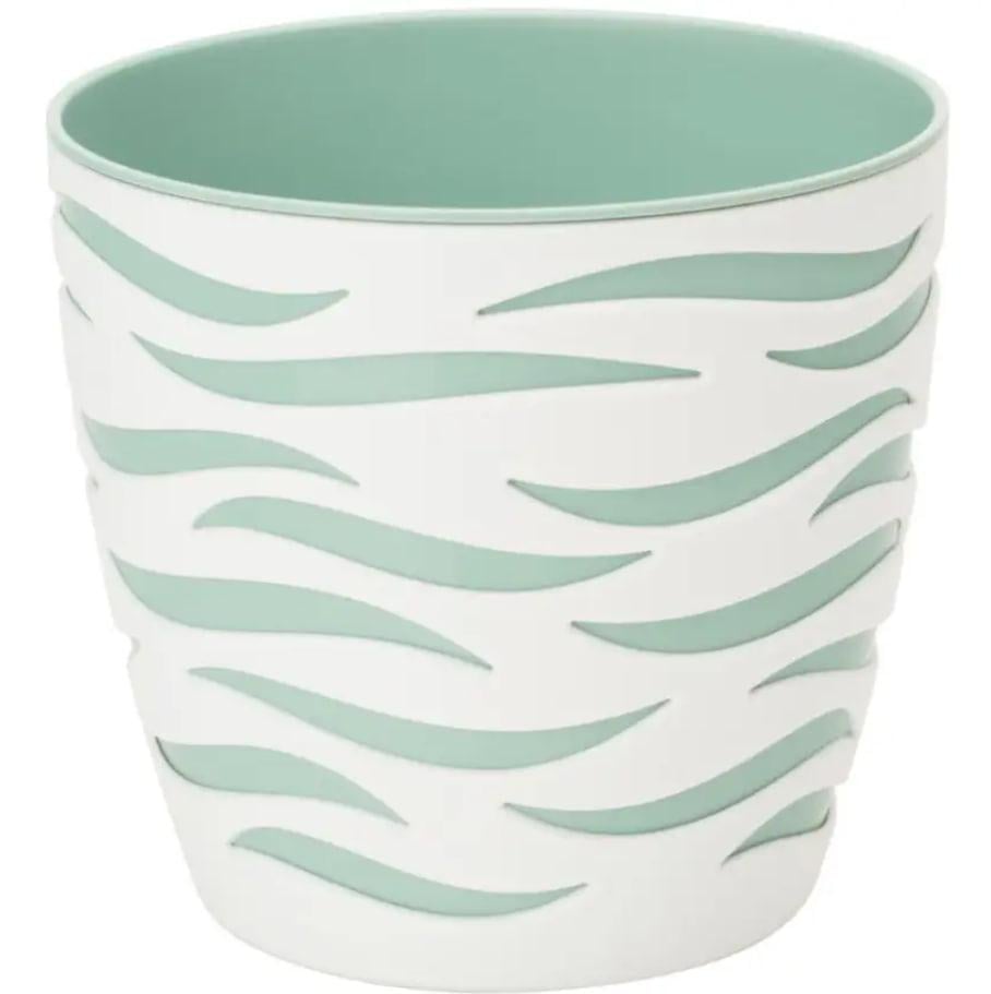 Горщик для квітів Form-Plastic Сахара DUO круглий із вкладкою 10,7 л 27x25 см Білий/М'ятний