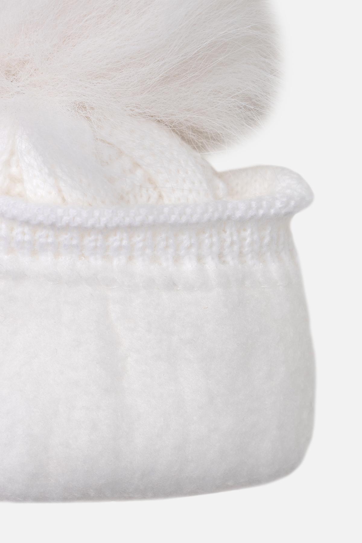 Шапка для девочки 40-42 см Белый (ЦБ-00263332) - фото 3 Шапка для девочки 40-42 см Белый (ЦБ-00263332) - фото 3
