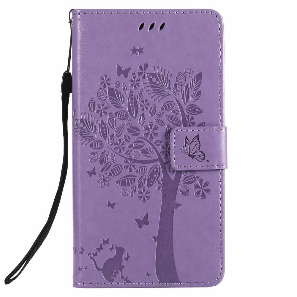 Чехол для Xiaomi Redmi Note 10 (рисунок кот и дерево) Lilac (21871-3B)