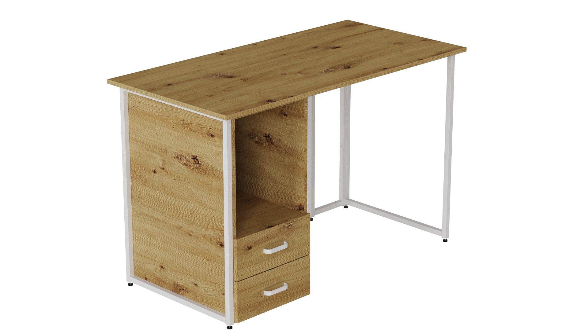 Комп'ютерний стіл Ferrum-decor ОттоДСП 16 мм 75x140x70 см Білий/Дуб Артизан (FRD-107016)