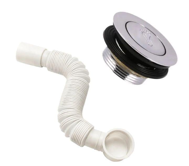 Донный клапан для душевой кабины Click-Clack с гибкой гофрой выход 40 мм (DK-CC40-G)