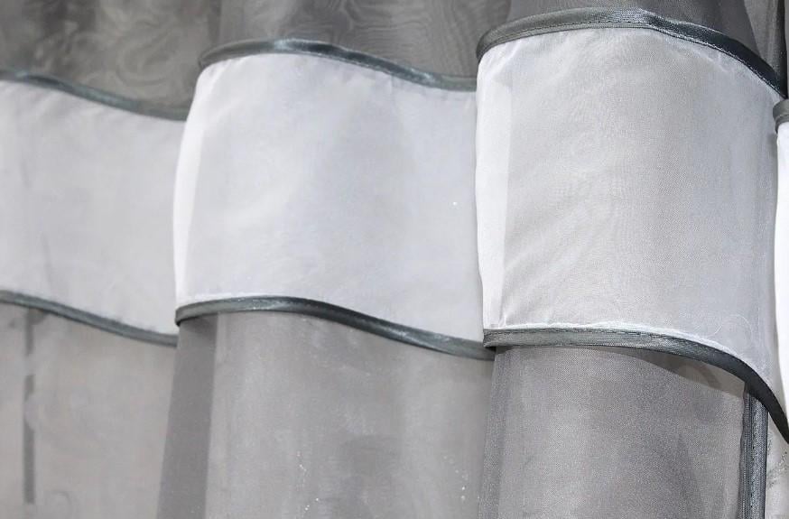 Шторки кухонные с подвязками 270х170 см Графитовый/Белый (081к) - фото 4 Шторки кухонные с подвязками 270х170 см Графитовый/Белый (081к) - фото 4