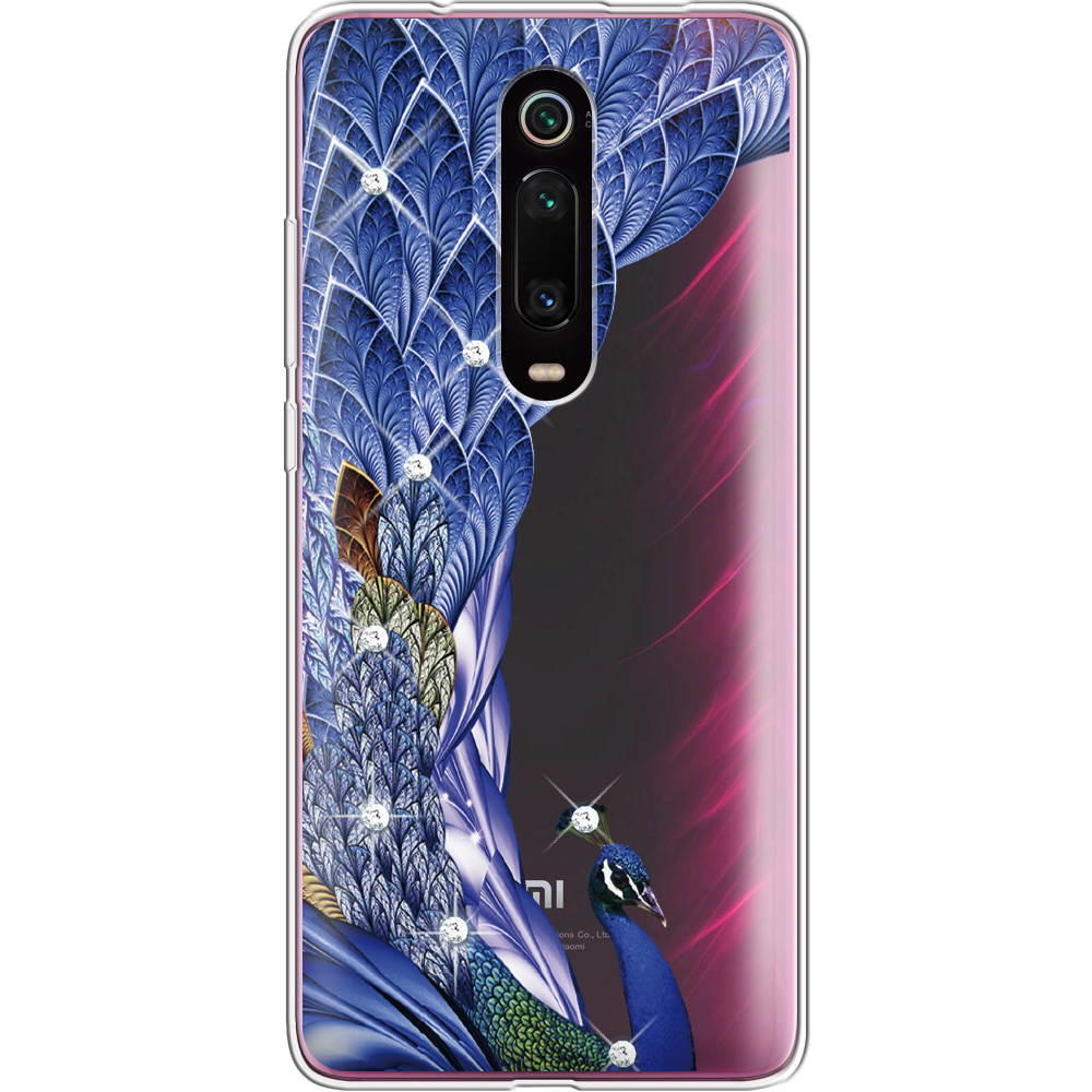 Чехол BoxFace Xiaomi Mi 9T / Mi 9T Pro Павлин со стразами Прозрачный силикон (37376-rs7-37376)