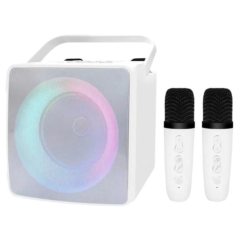 Караоке система SDRD SD-508 на два мікрофони з колонкою та RGB підсвічуванням для будинку Білий (126114)