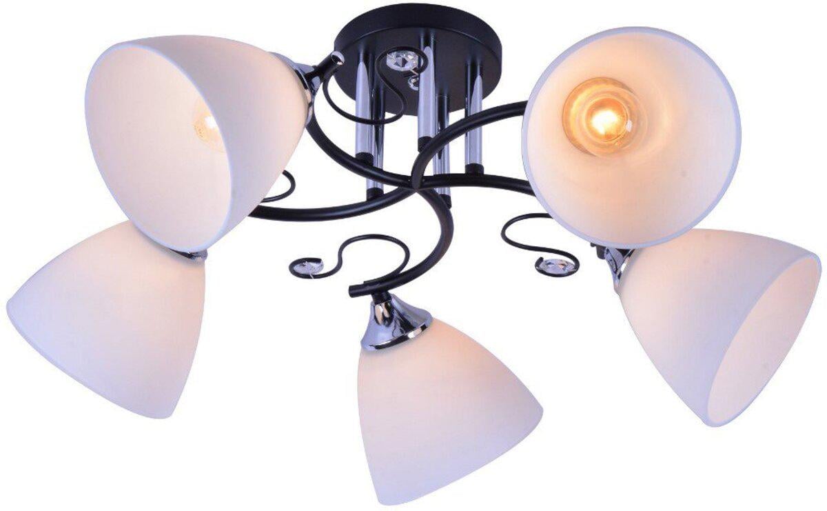 Люстра потолочная Light House SRS-20711/5 плафон белый Черный/Хром Люстра потолочная Light House SRS-20711/5 плафон белый Черный/Хром