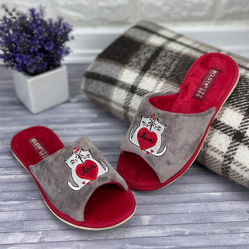 Домашні тапочки жіночі БЕЛСТА E-0088-48-1 23 см p. 36 Сіро-червоний (87296148)