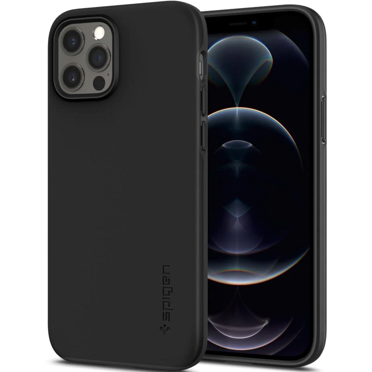 Чехол накладка Spigen Thin Fit Case for iPhone 12/12 Pro Black (ACS01696)