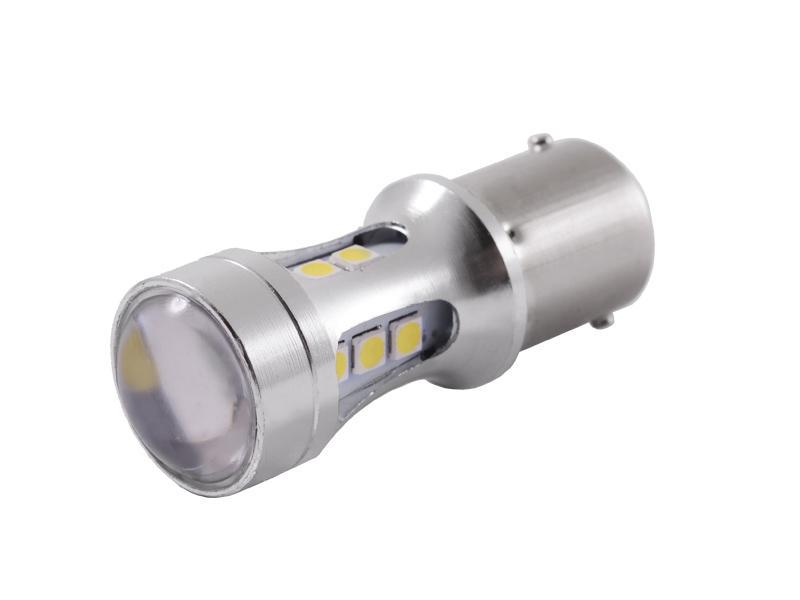 Автомобильная лампа светодиодная LEDUA T25-3030-12 SMD+6 SMD линза 1156 12V Белый (2217)