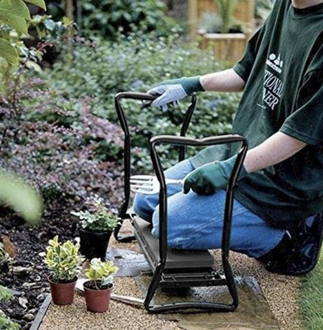 Подставка-стул для колен складная садовая 4в1/органайзер для инструментов Черный - фото 9