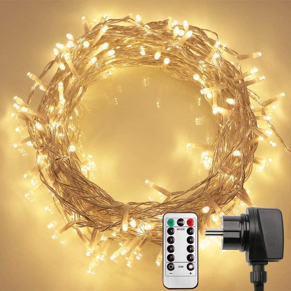 Гирлянда комнатная нить 10 м 120 LED с пультом управления Желтый свет Белый (2211427227)