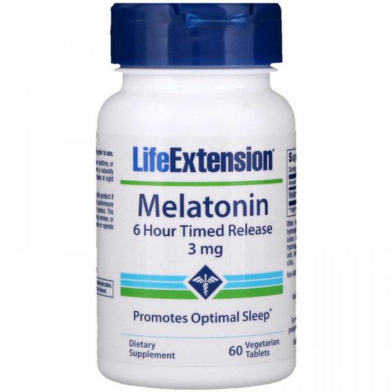 Мелатонин для сна Life Extension Melatonin 6 Hour Timed Release 3 мг 60 Veg Tabs