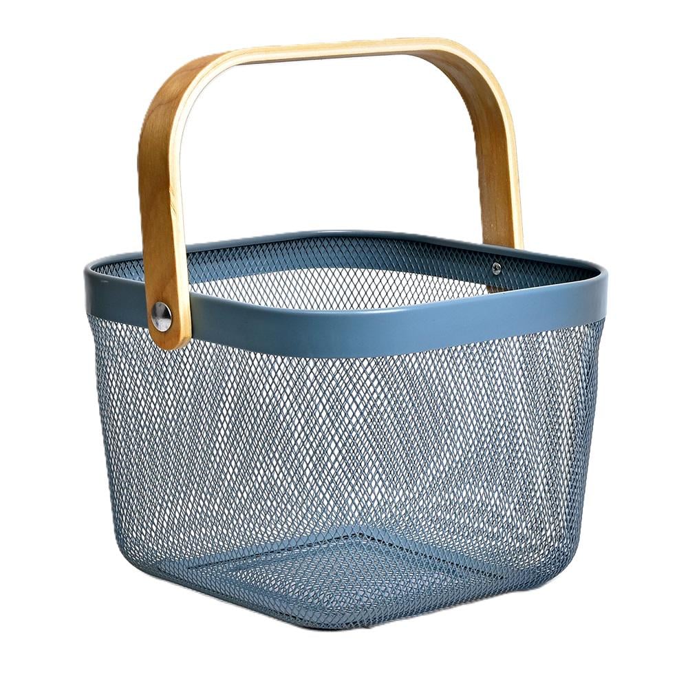 Кошик металевий переносний Stenson R92042 з ручками 24,5 см Синій (602886) - фото 1 Кошик металевий переносний Stenson R92042 з ручками 24,5 см Синій (602886) - фото 1