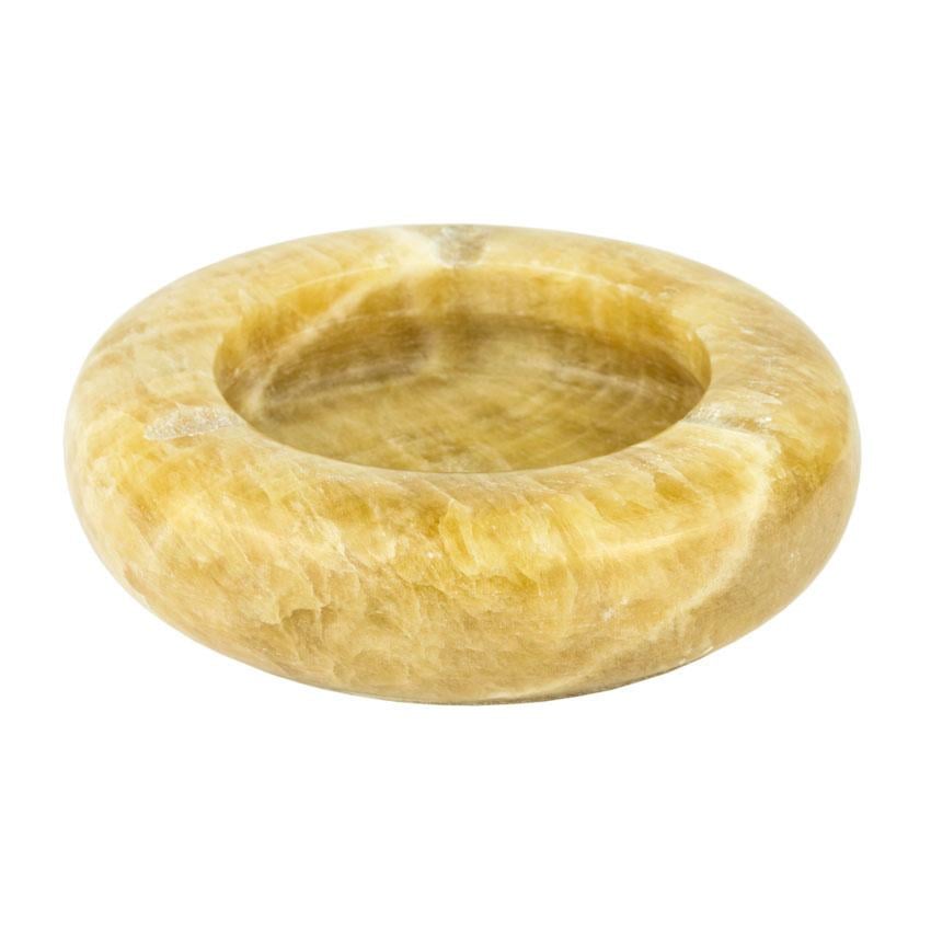 Попільничка настільна натуральний камінь кругла 115x115x30 мм Пісочний темний (27827)