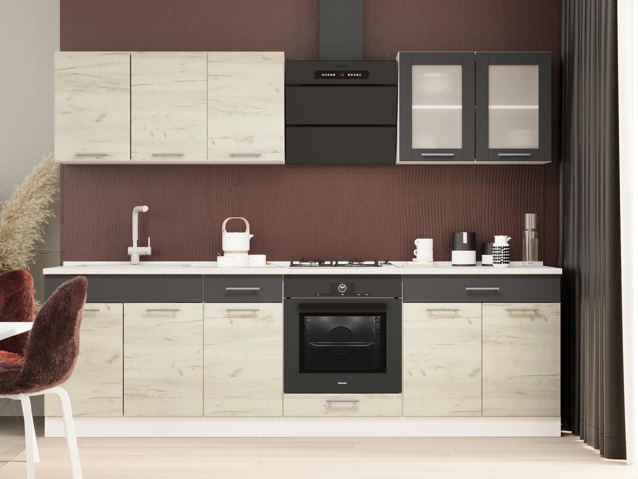 Кухня готовая Эверест №4 Эко Нова и столешница 2,6 м Крафт белый/Графитовый (27010.01) - фото 3 Кухня готовая Эверест №4 Эко Нова и столешница 2,6 м Крафт белый/Графитовый (27010.01) - фото 3