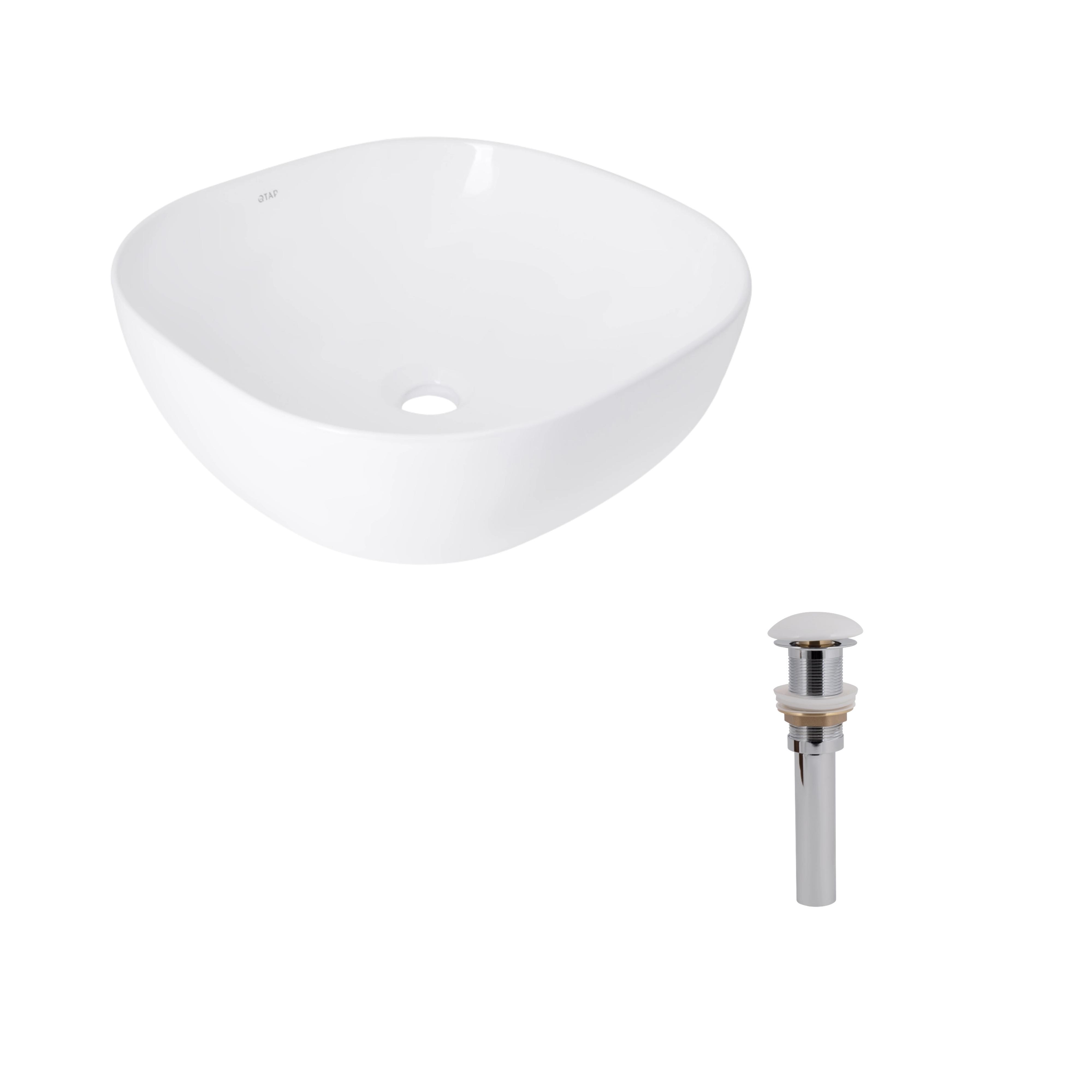 Комплект Q-tap Kolibri з донним клапаном Pop-up PU02 раковина накладна квадратна 400x400x140 мм White (32900120) Комплект Q-tap Kolibri з донним клапаном Pop-up PU02 раковина накладна квадратна 400x400x140 мм White (32900120)