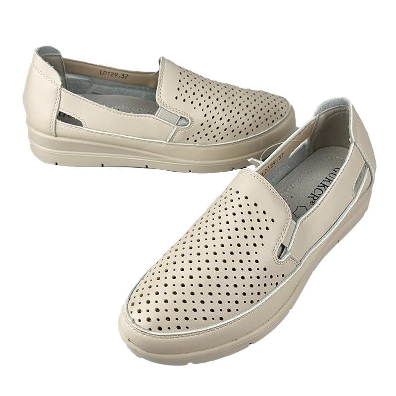 Мокасины женские перфорированная кожа 10129-1 р. 37 23,5 см Бежевый - фото 2