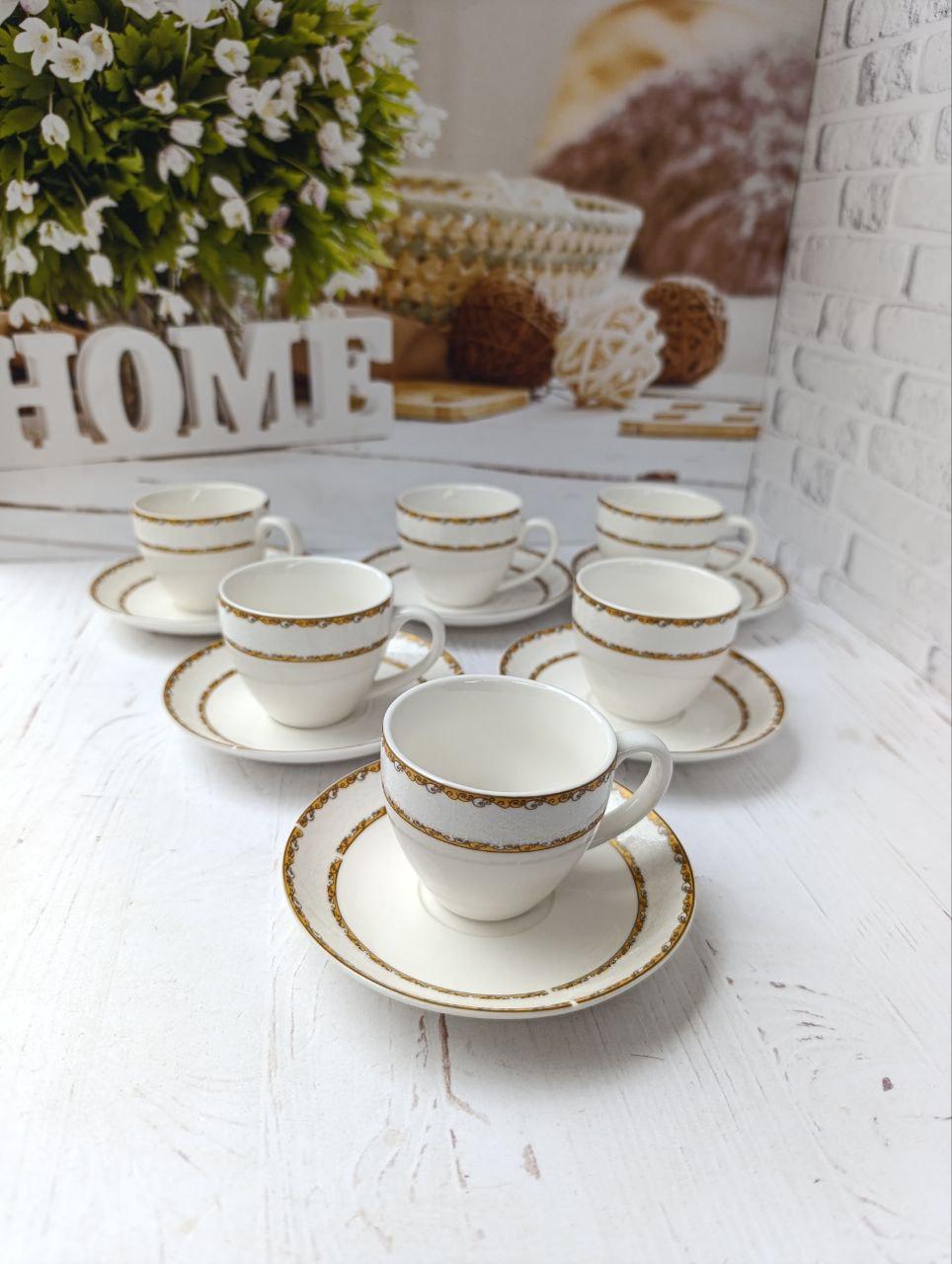 Сервиз кофейный SNT Перламутр фарфор 100 мл 12 пр. Белый (15307-1)