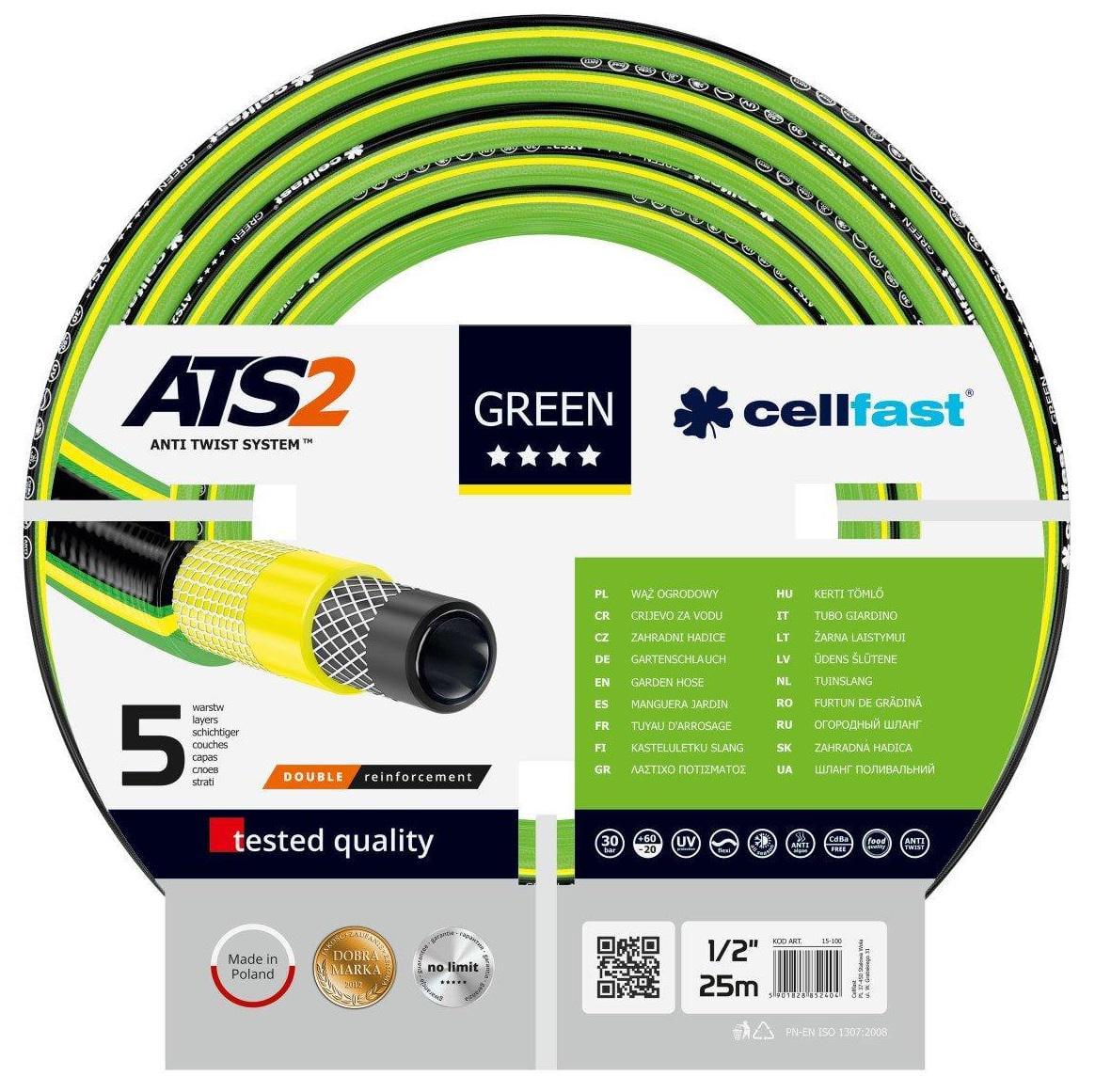 Шланг для поливу Cellfast 1/2" 25 м Green (15-100)