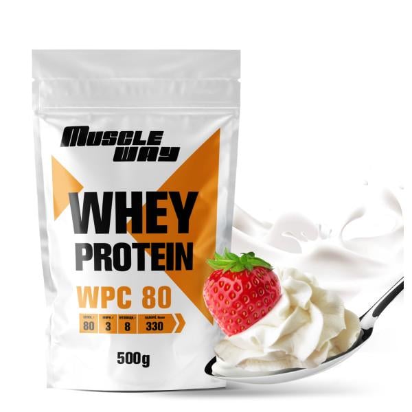 Протеин сывороточный MuscleWay 80% концентрат с аминокислотами на 13 порций 500 г Крем-сливки (21-125-ksb80-mw-rs500.1)