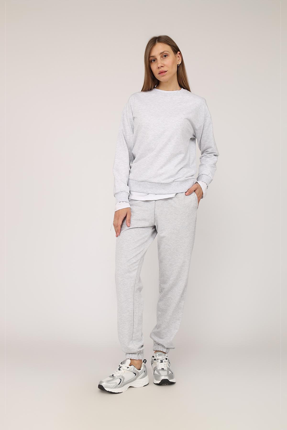 Свитшот женский ЦБ-00276709 р. 52 Светло-серый (SKT001065851)