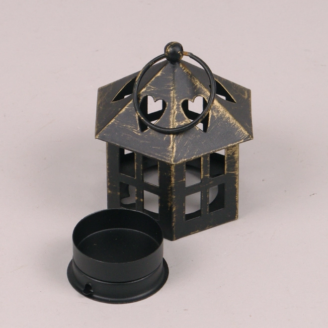 Подсвечник-фонарь металлический WDT1543S-8 Черно-золотой (45588) - фото 2