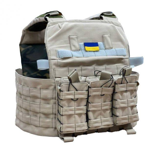 Плитоноска с трема подсумками под магазины АК Песочный (32697)