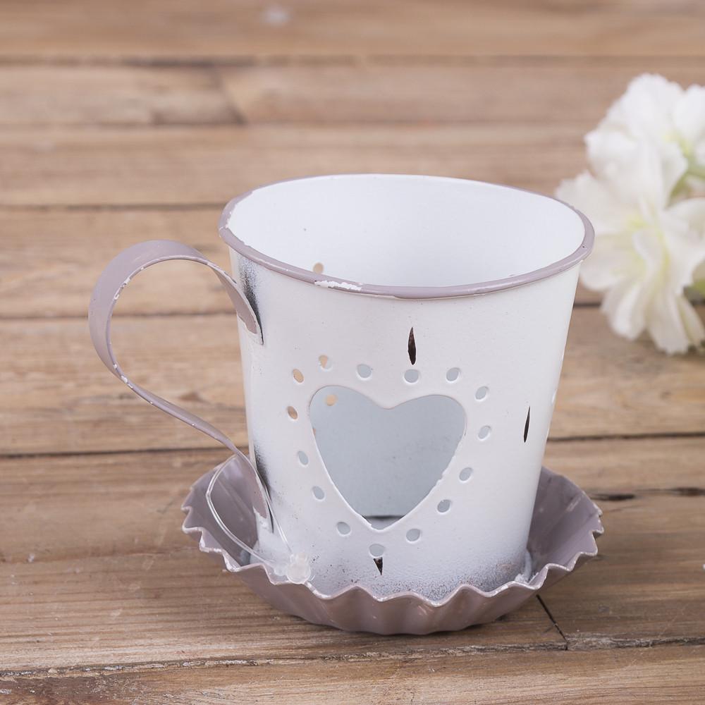 Чашка металлическая с сердечком Белый (2605-3)