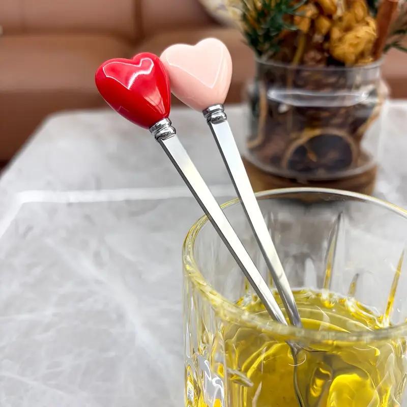 Ложка десертная с сердцем из нержавеющей стали 1 шт. Серебристый с красным (2689612545) - фото 4 Ложка десертная с сердцем из нержавеющей стали 1 шт. Серебристый с красным (2689612545) - фото 4