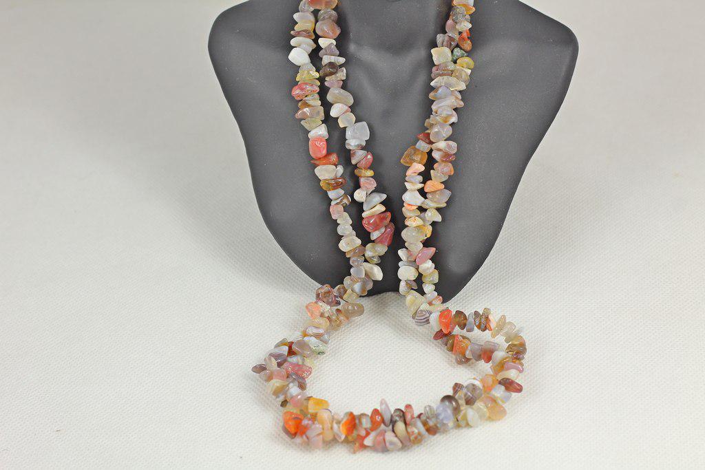 Бусы Агат Ботсвана 55 см серебристый (29440065)