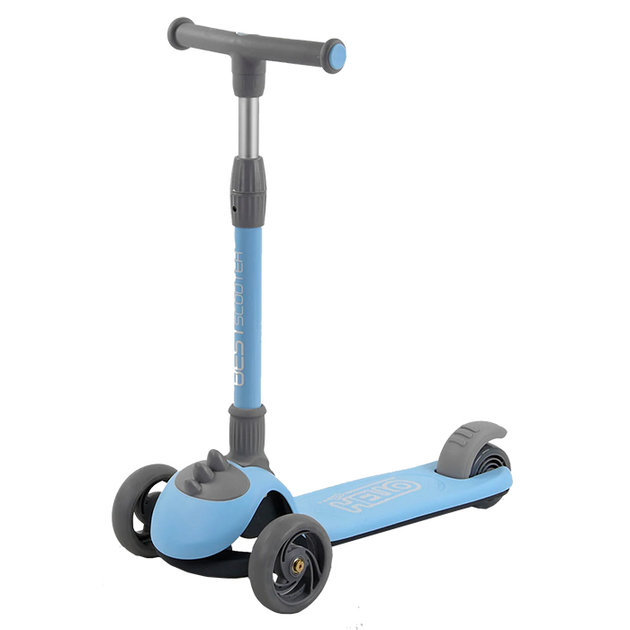 Самокат детский трехколесный Best Scooter D-0885 складной алюминиевый руль/PU колеса с подсветкой Голубой (25282459)