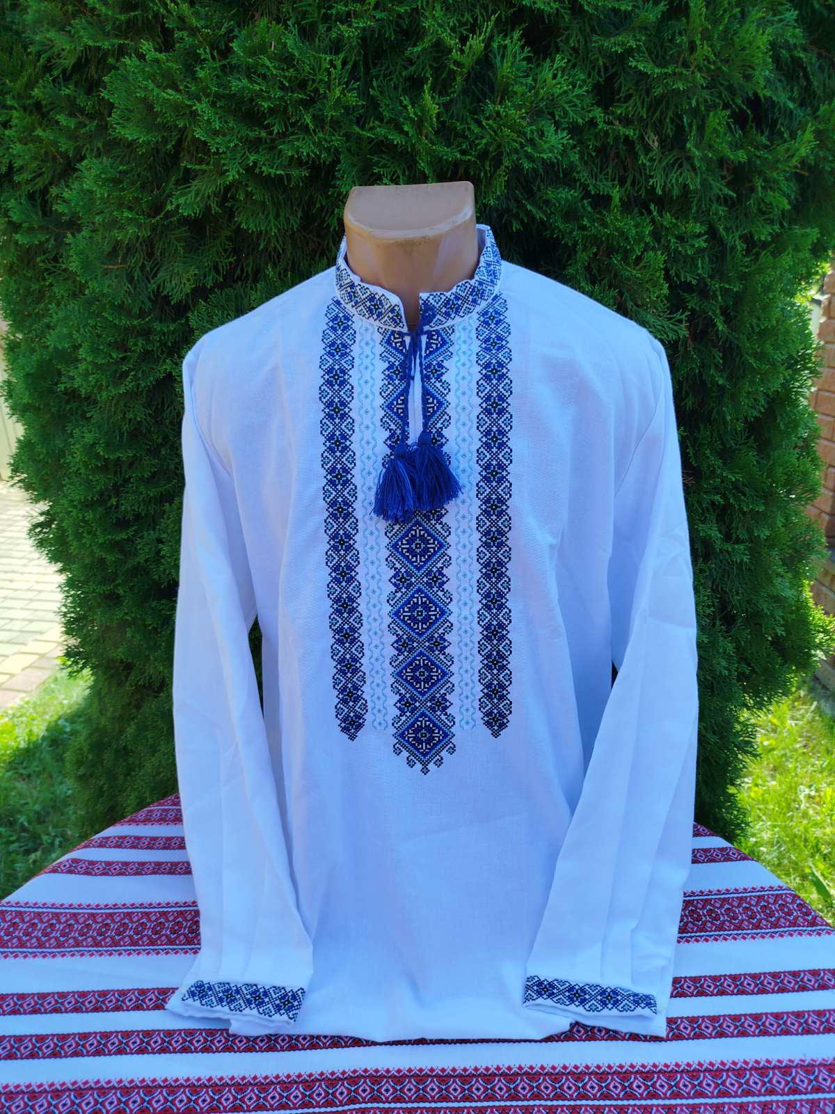 Вишиванка чоловіча Молодіжна р. 54 Білий/Синій (2659005885)