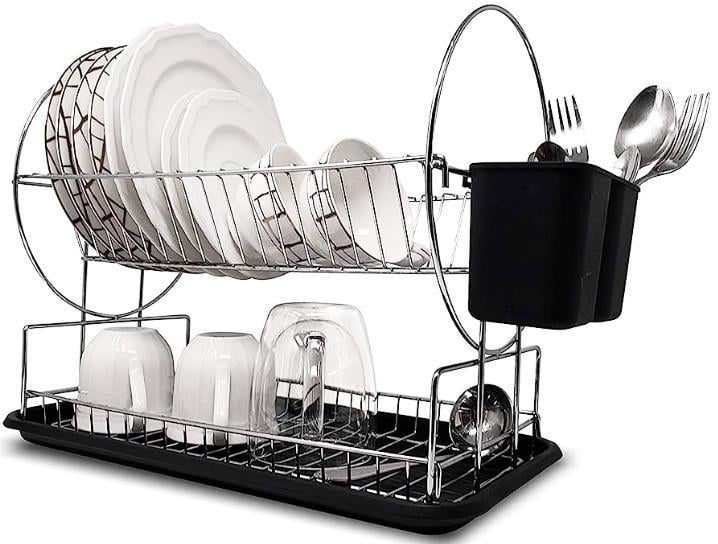 Сушилка для посуды Dish Rack WL-2605 двухъярусная с поддоном и отсеком для приборов (1888450731)