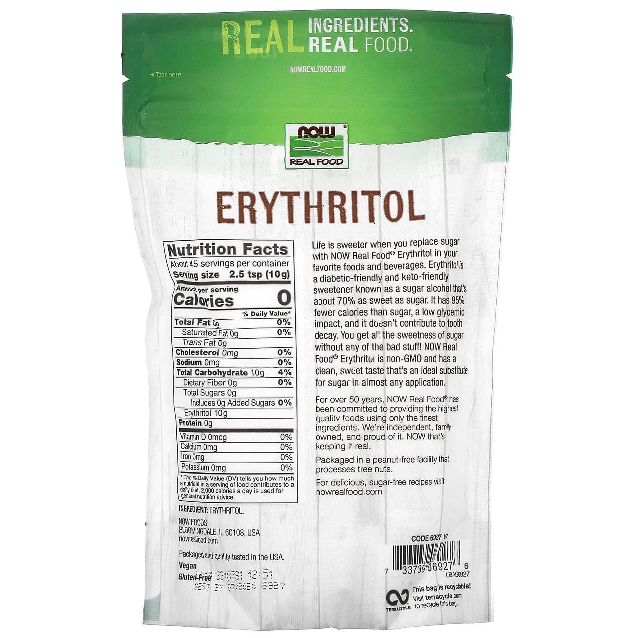 Эритритол Now Foods Real Food Erythritol натуральный подсластитель 454 г - фото 2