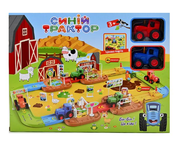 Игровой набор Ферма 21883 2 тракторы/запускатель/аксессуары/игровое поле 66,5х42,7 см