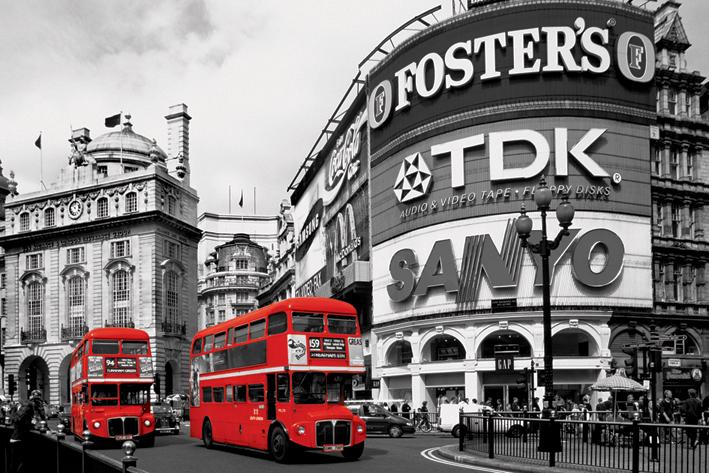 Постер плакат Лондонские Автобусы/Piccadilly Circus Red Buses 61x91,5 см